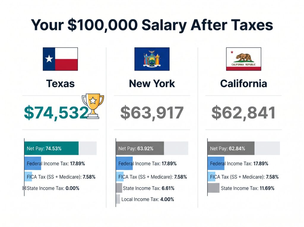 Take Home Pay Calculator 2026 — Estimate Your Net Pay After Taxes 1 Free take home pay calculator for all 50 US states. See your exact net salary after federal tax, state tax, Social Security and Medicare — instant results, no signup required.